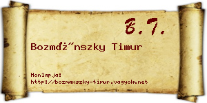Bozmánszky Timur névjegykártya